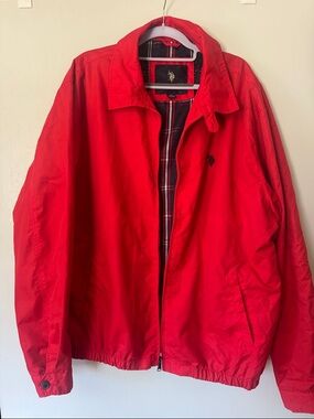 U.S. Polo Assn. Men's Bright Red Lightweight Zip Jacket